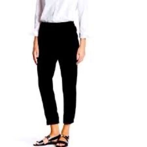 NWOT VINCE BLACK SATIN PIPED HIGH RISE SLIM ANKLE TROUSERS PANTS SIZE SMALL